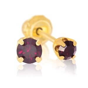 14k Yellow Gold Garnet Piercing Studs NWT